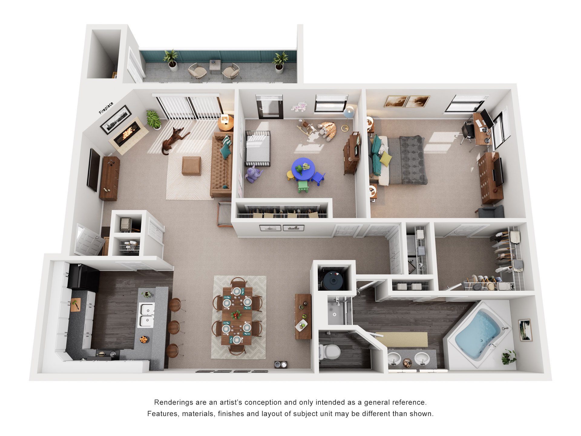 Floor plan for 2 beds, 1 bath, 1317 sqft